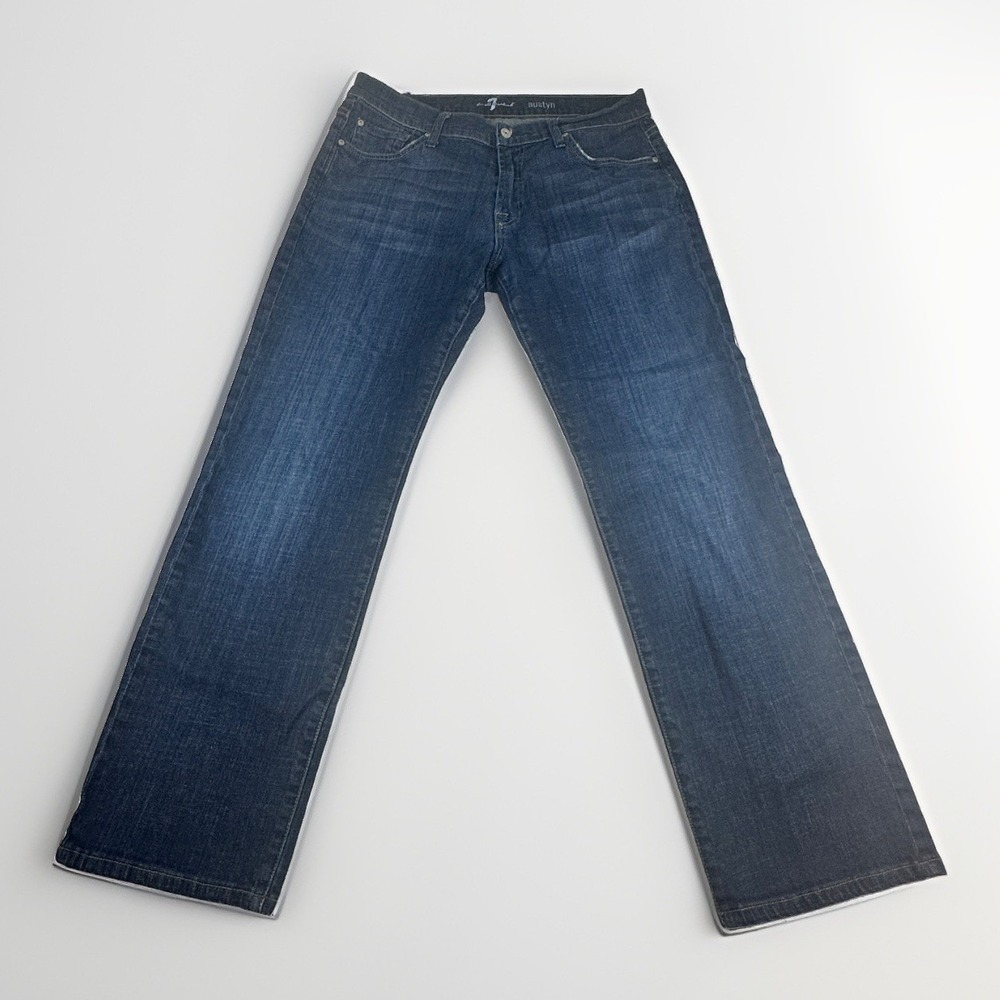 7 For All Mankind Austyn Men's Jeans 33x29 Dark Wash Relaxed Straight Stretch - Picture 2 of 11